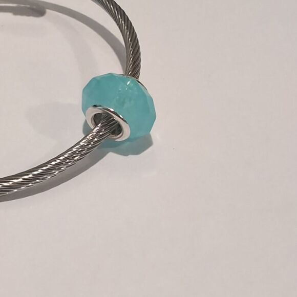 Silver Blue Faceted Charm for Pandora Style - Picture 4 of 4